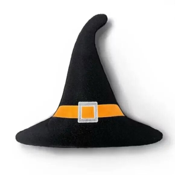 NWT! Glitter Witch Hat Pillow / Target Halloween Decor Accent Black Orange Fall - Picture 2 of 6